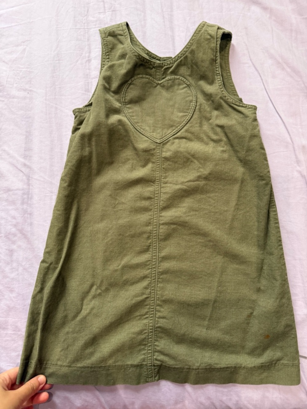 Gap girl Olive Green Sleeveless Heart Patch Dress 5T